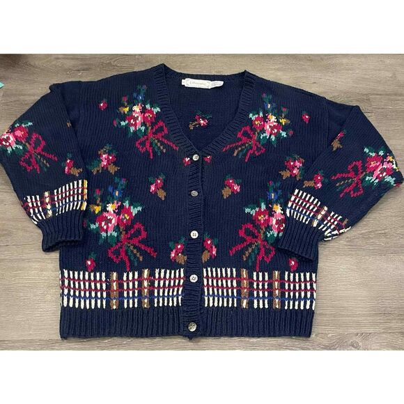 Vintage Women’s Floral Cardigan CottageCore J. Christopher - Picture 1 of 7